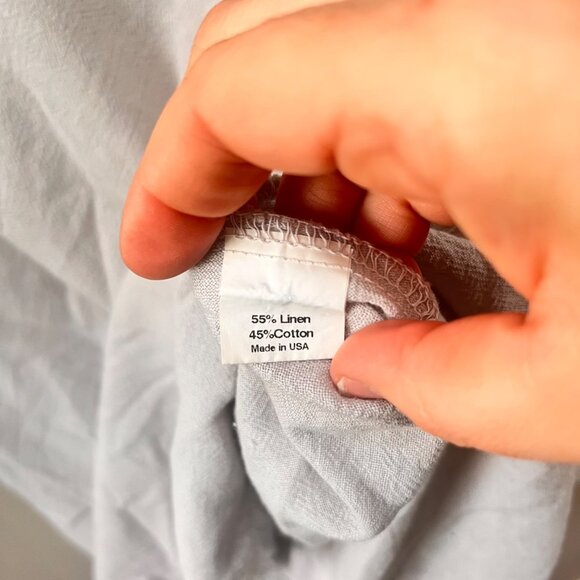 Cynthia‎ Ashby Gray Frayed Hem Linen-Cotton Short-Sleeve Tunic Dress S - Picture 5 of 7